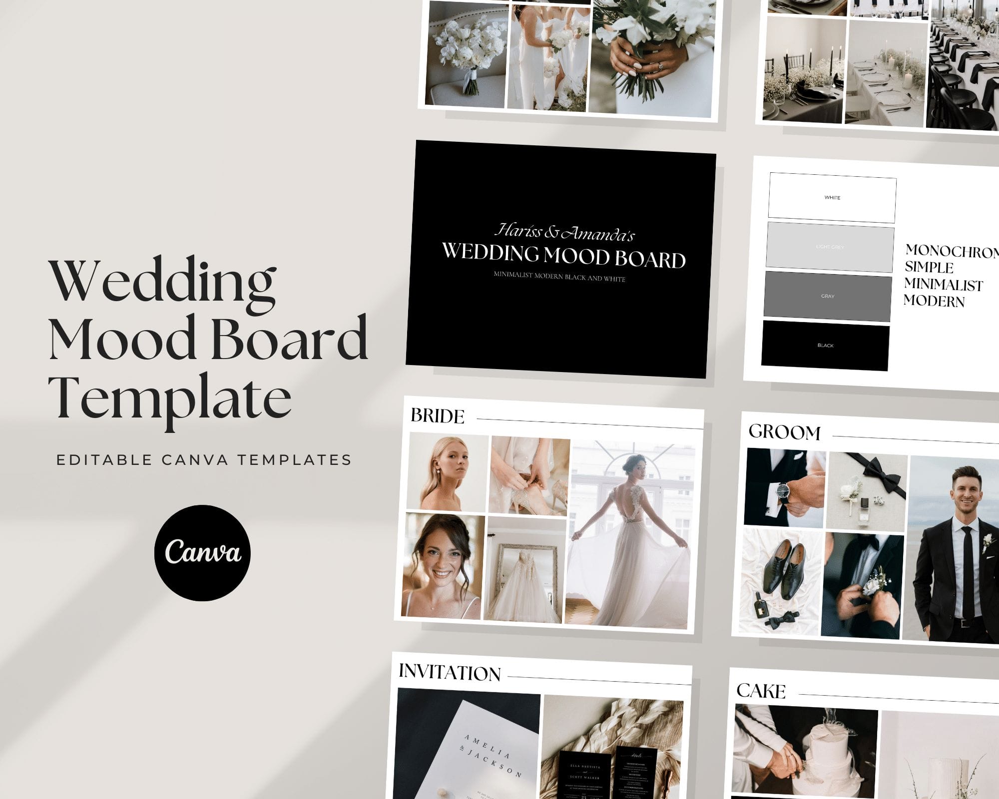 Modern Wedding Mood Board Templates Canva Plan In Love