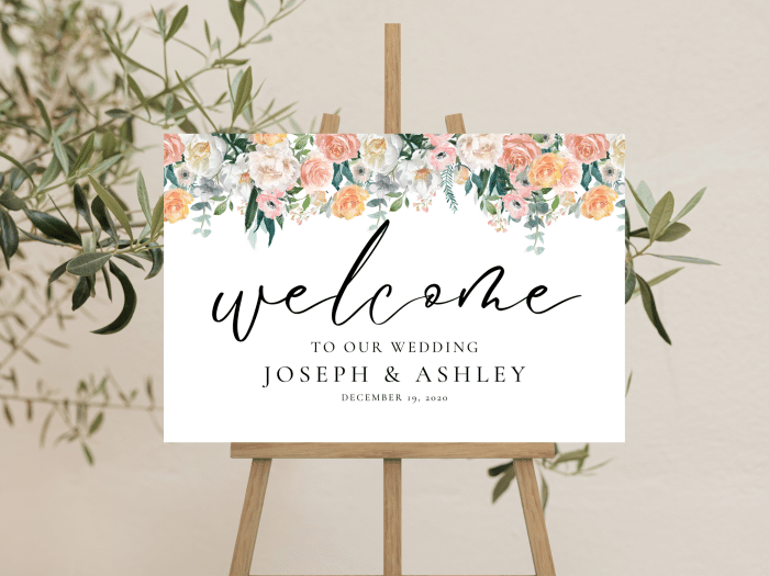 Blush Pink And Peach Chic Pastel Wedding Welcome Sign Horizontal Dreamy