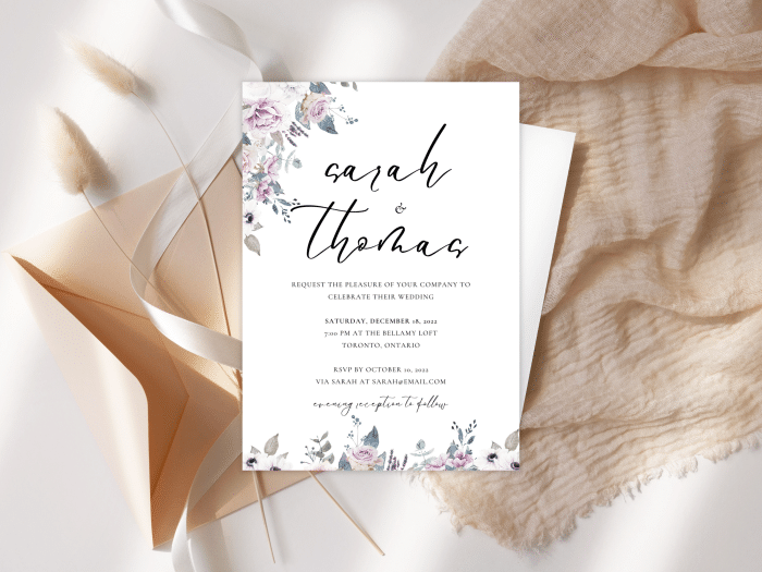 Dreamy Violet Blush Wedding Invitation