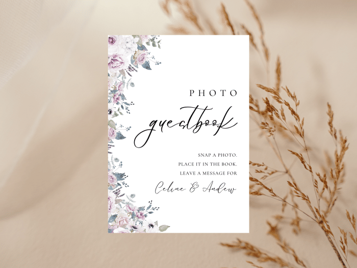 Dreamy Violet Blush Wedding Photo Guest Book Stationery Card