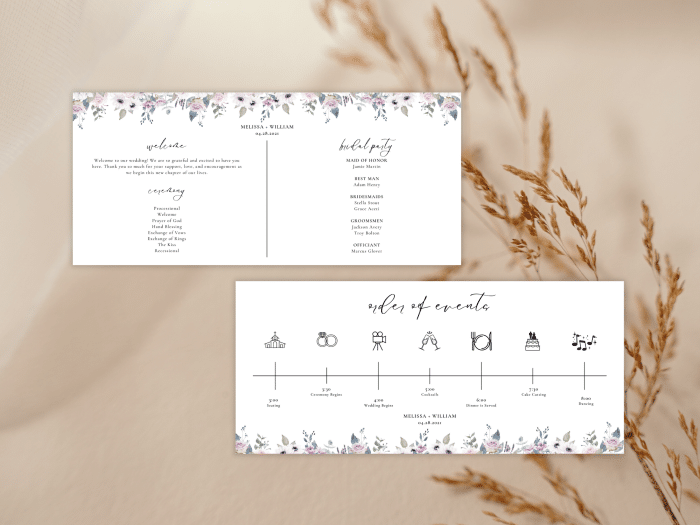 Dreamy Violet Blush Wedding Program Card Stationery 4