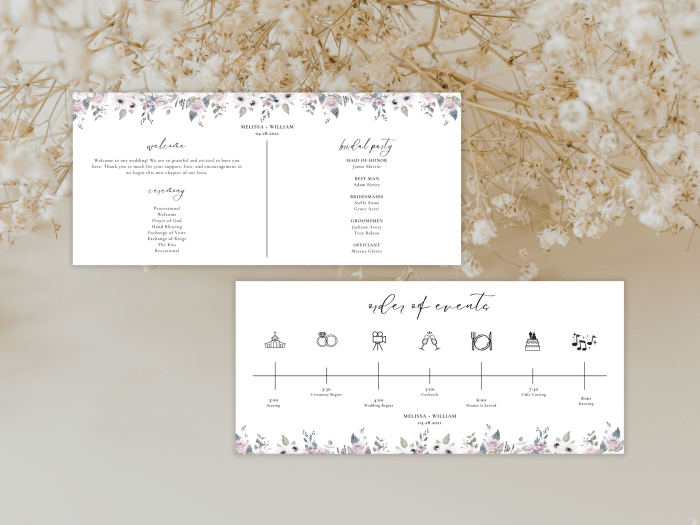 Dreamy Violet Blush Wedding Program Card Stationery 5