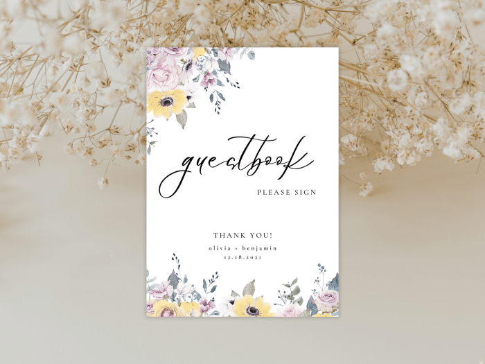 French Yellow Wedding Guest Book Stationery Card