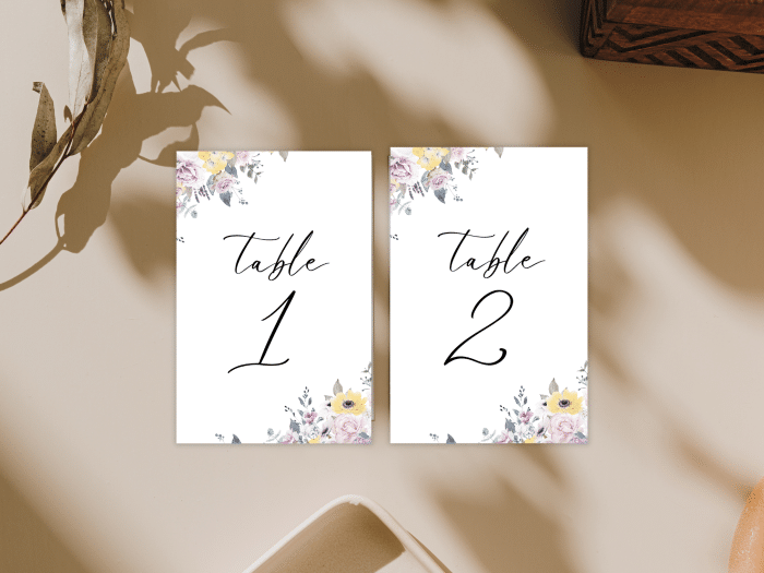 French Yellow Wedding Table Number Card Stationery