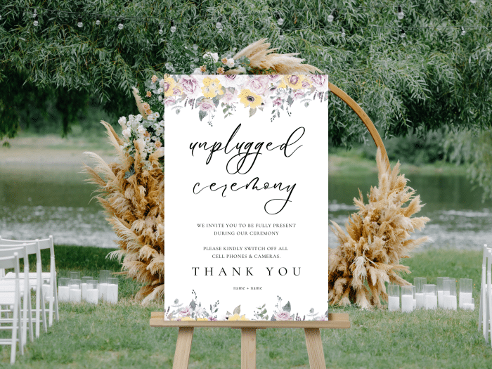 French Yellow Wedding Unplugged Ceremony Sign 2