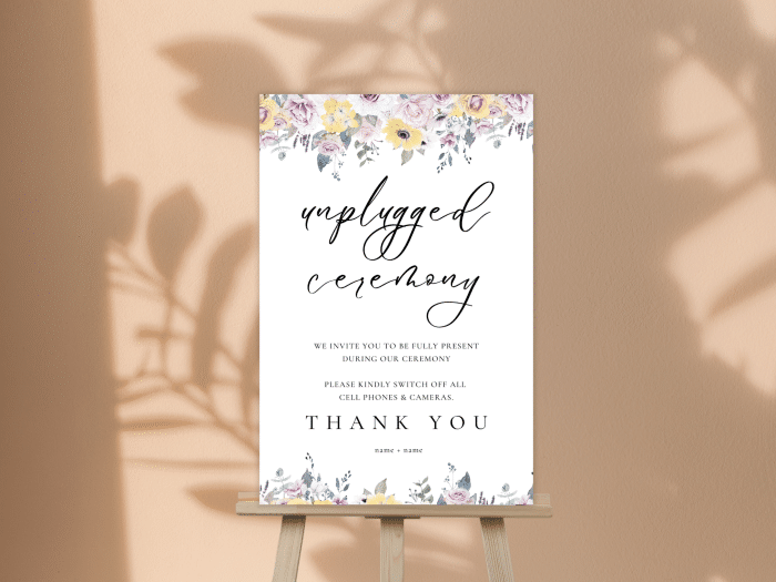 French Yellow Wedding Unplugged Ceremony Sign 3