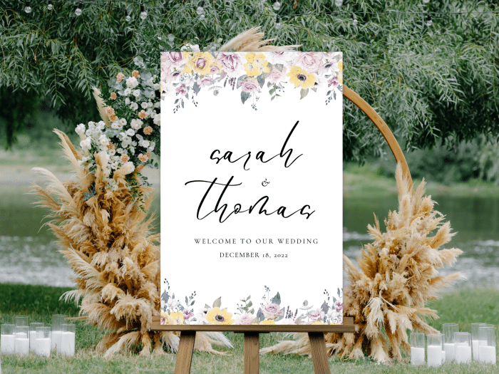 French Yellow Wedding Welcome Sign Vertical 2