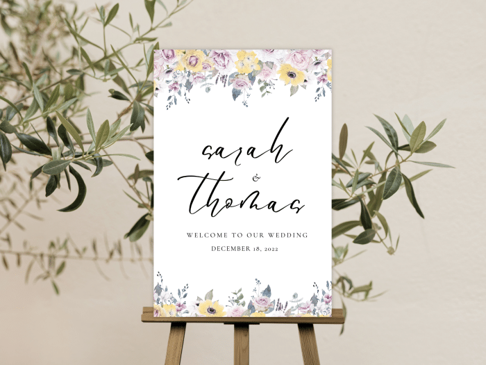 French Yellow Wedding Welcome Sign Vertical 3