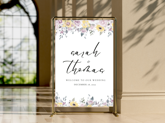 French Yellow Wedding Welcome Sign Vertical
