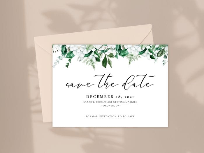 Lush Organic Green And White Wedding Save The Date 2