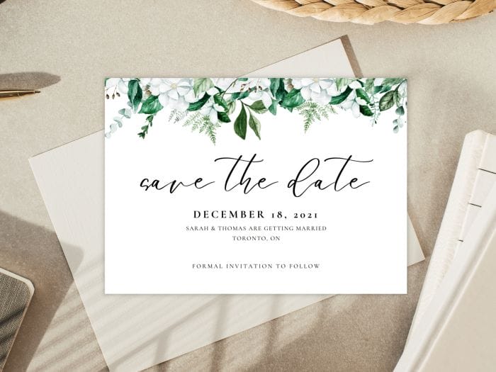 Lush Organic Green And White Wedding Save The Date