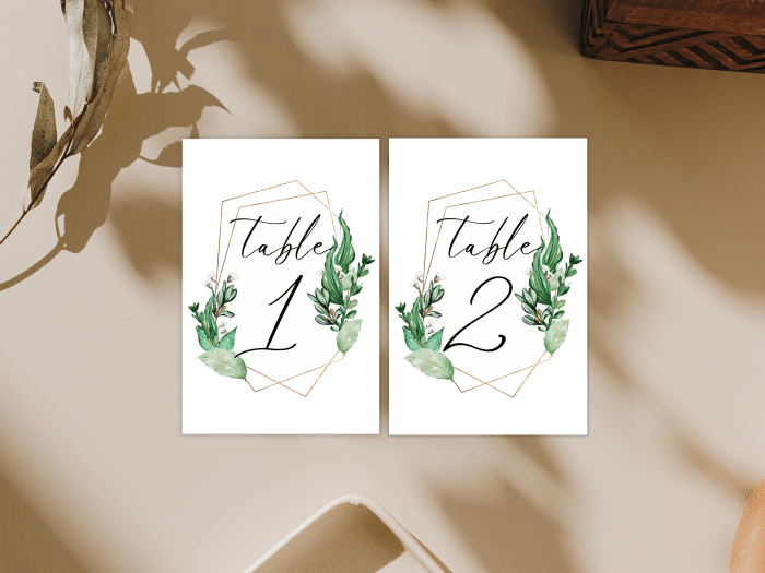 Lush Organic Green And White Wedding Table Number Number