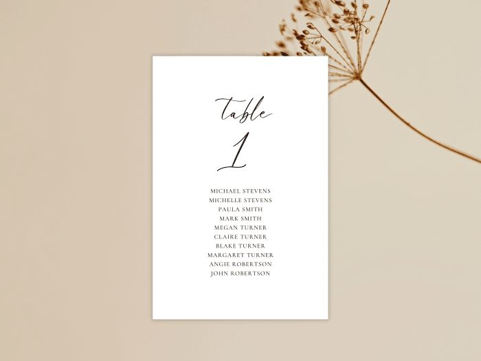 Minimalist Black And White Table Number Card Stationery Card 2