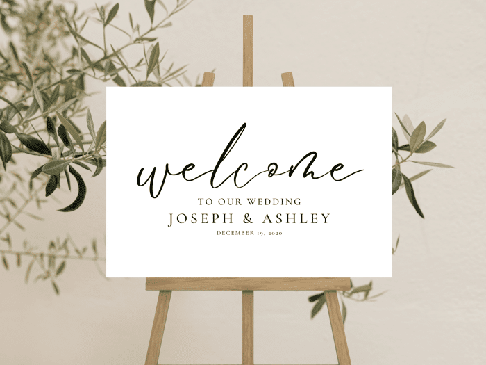 Minimalist Black And White Wedding Welcome Sign