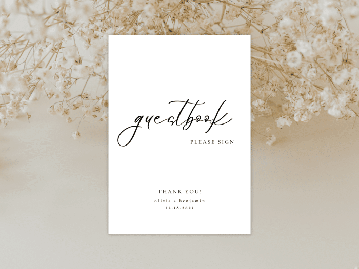 Minimalist Modern Black And White Guest Book Card