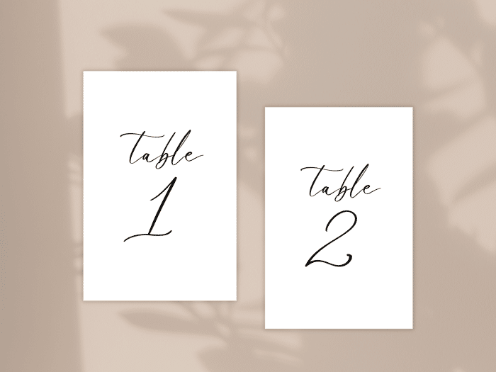 Minimalist Modern Black And White Table Number Card Stationery Card