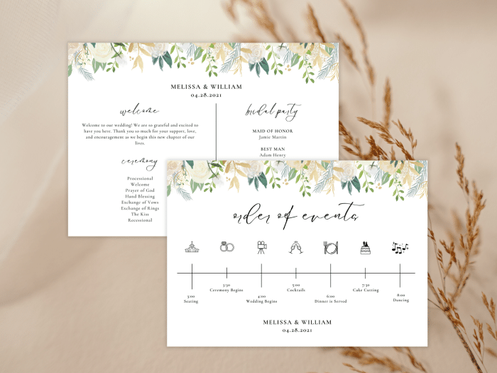 Modern Sage Green And Gold Wedding Program Card 1