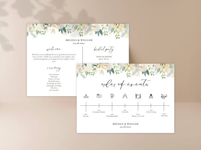 Modern Sage Green And Gold Wedding Program Card 3