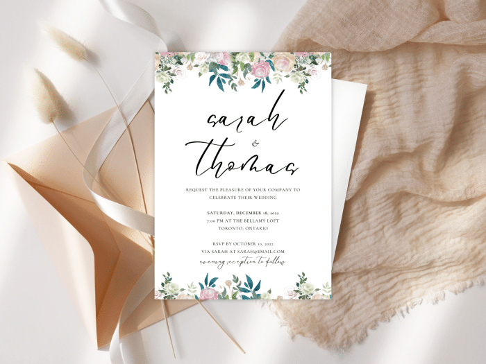 Navy Blush Wedding Invitation
