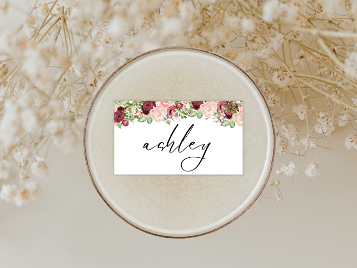 Burgundy Blush Fall Wedding Name Card - Image 3