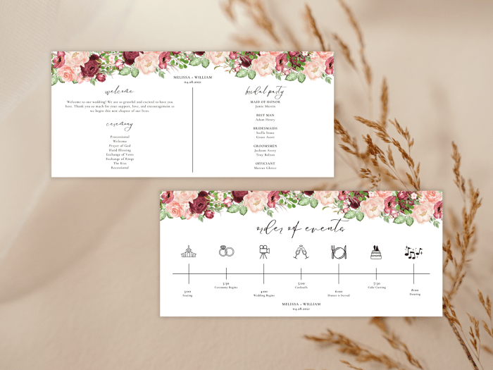 Romantic Burgundy Blush Fall Wedding Program Card Stationery 4