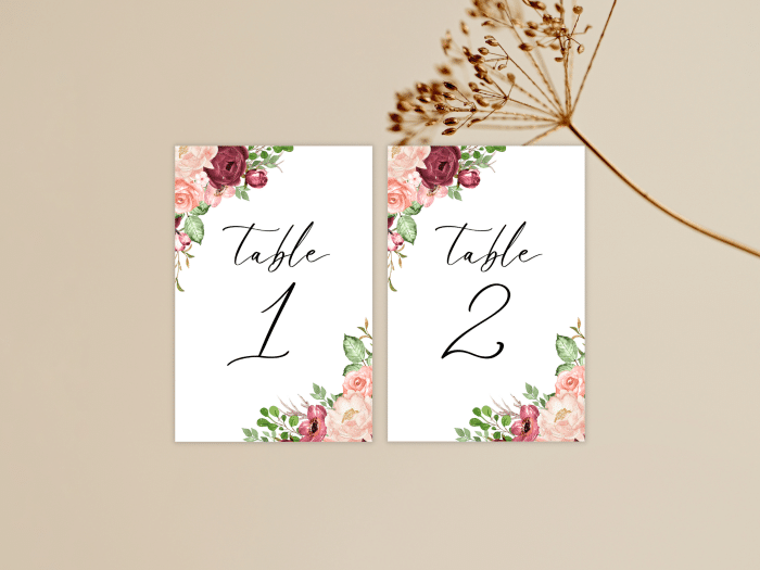Romantic Burgundy Blush Fall Wedding Table Number Card Stationery 2