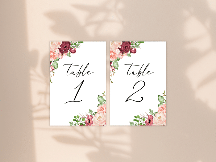 Romantic Burgundy Blush Fall Wedding Table Number Card Stationery 3