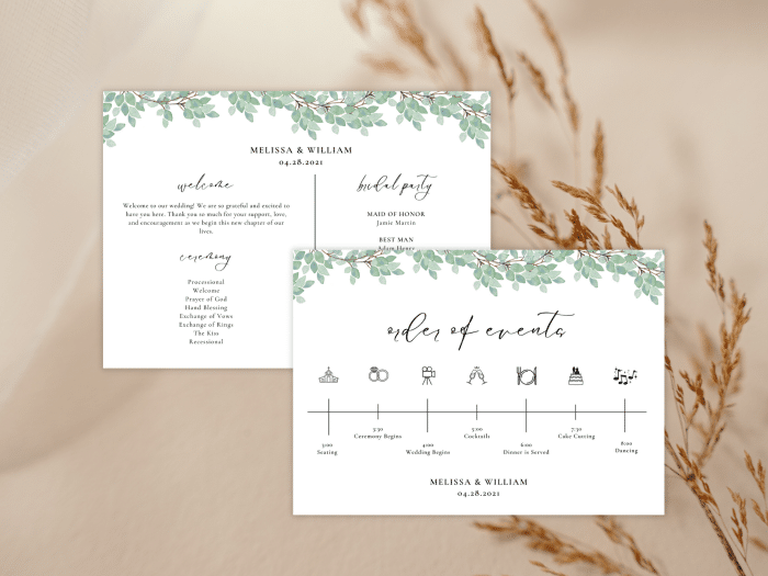 Rustic Modern Eucalyptus Greenery Wedding Program Card Stationery