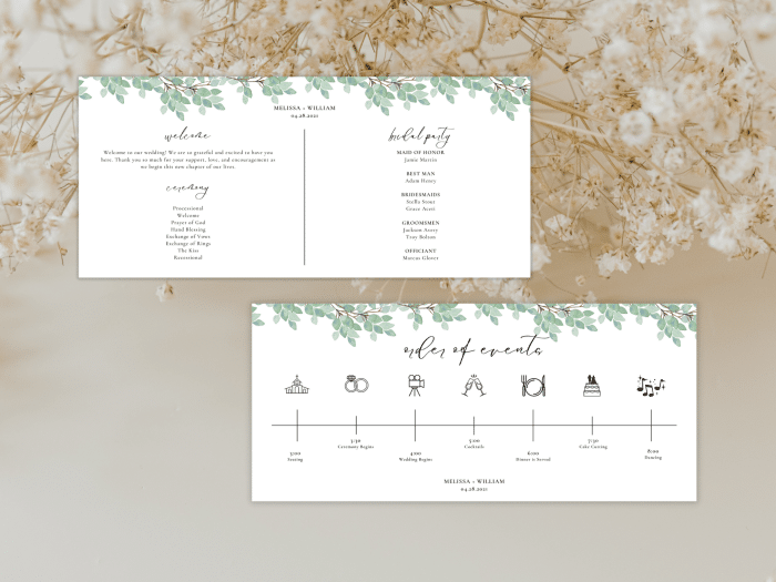 Rustic Modern Eucalyptus Greenery Wedding Program Card Stationery Slimmed 2