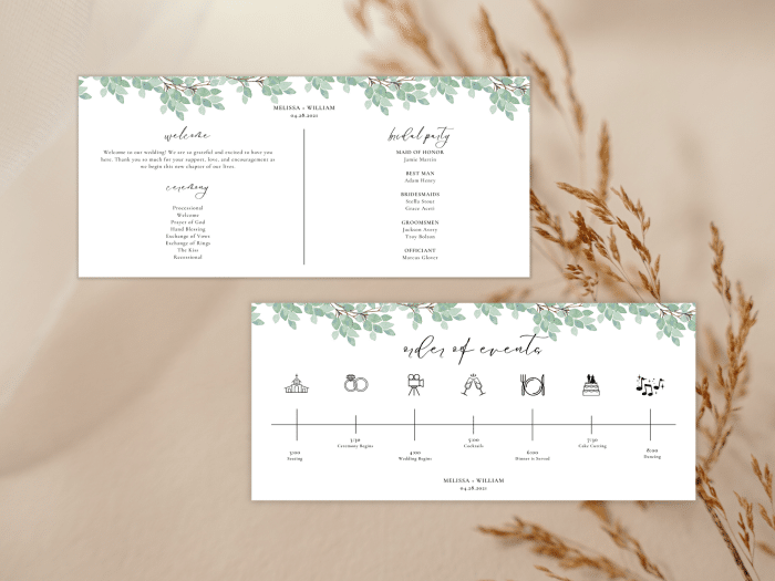 Rustic Modern Eucalyptus Greenery Wedding Program Card Stationery Slimmed