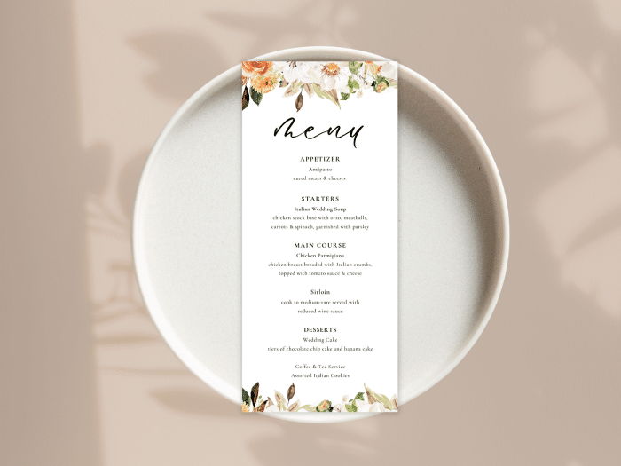 Terracotta Boho Autumn Wedding Dinner Menu Card Stationery 1