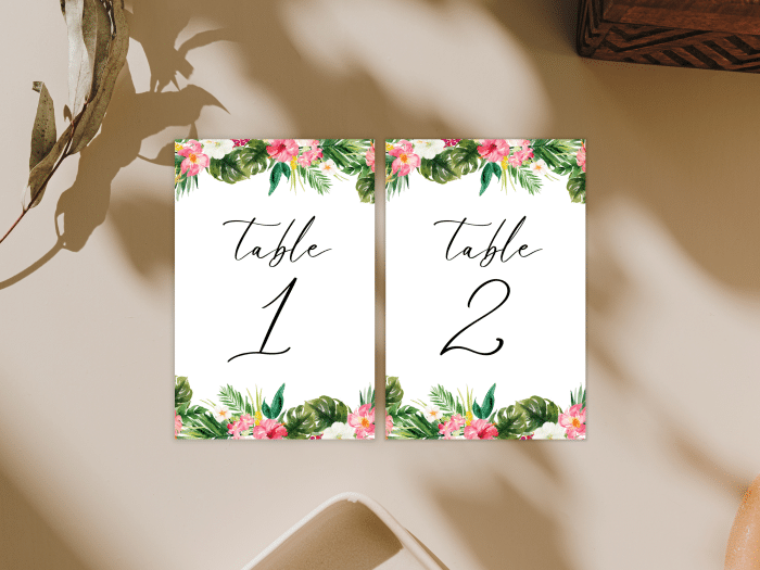 Tropical Beach Wedding Table Number Card Stationery