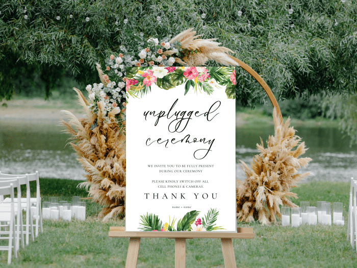 Tropical Beach Wedding Unplugged Ceremony Sign Sign 2