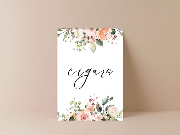 Whimsical Peach Coral Wedding Cigars Card Stationery
