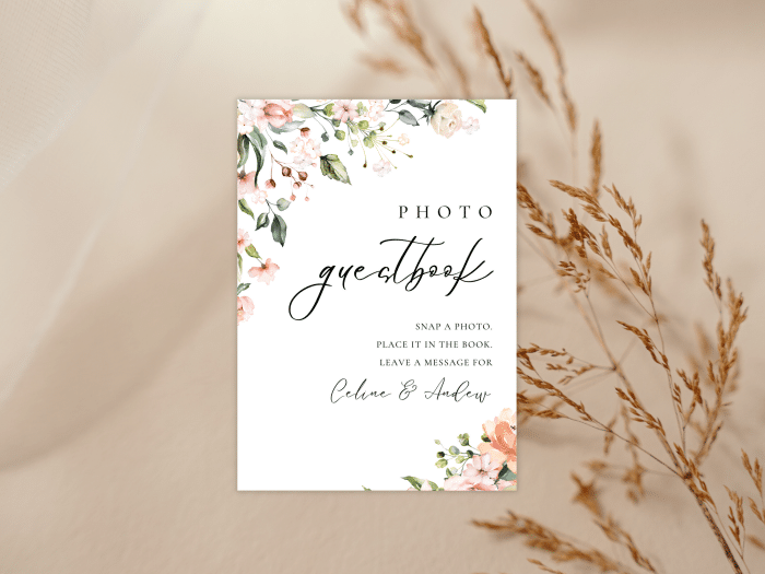 Whimsical Peach Coral Wedding Photo Guest Book Stationery Card