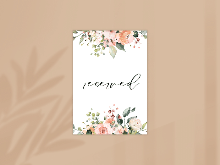 Whimsical Peach Coral Wedding Reserved Stationery Card