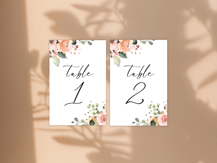 Whimsical Peach Coral Wedding Table Number Card Stationery 3