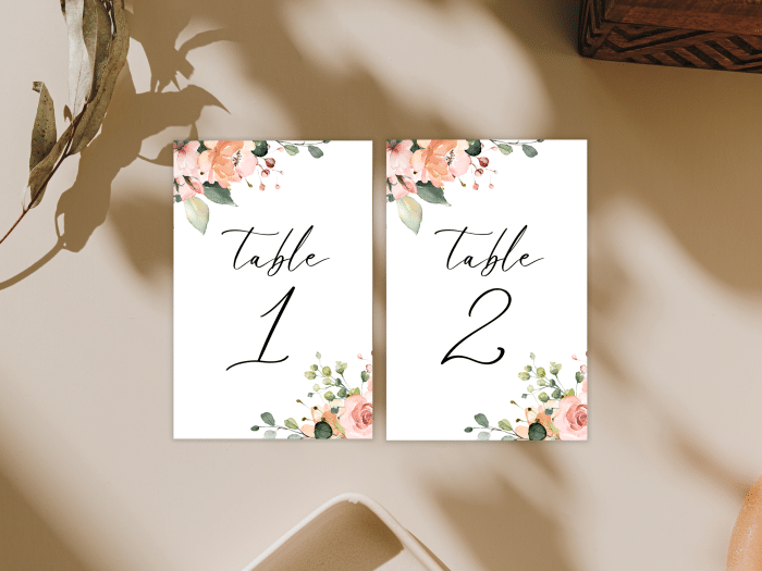 Whimsical Peach Coral Wedding Table Number Card Stationery