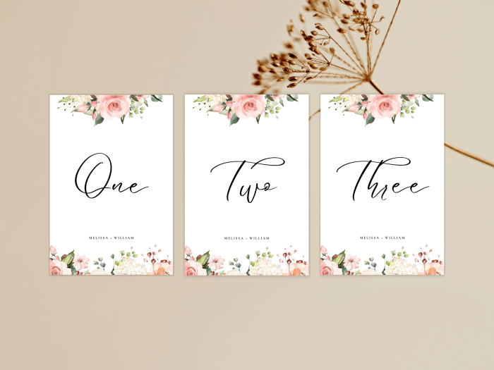 Whimsical Peach Coral Wedding Table Number Words Stationery