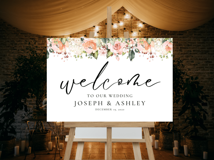 Whimsical Peach Coral Wedding Welcome Sign 2 2