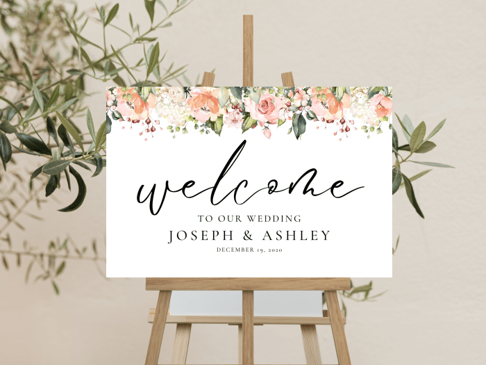 Whimsical Peach Coral Wedding Welcome Sign 6