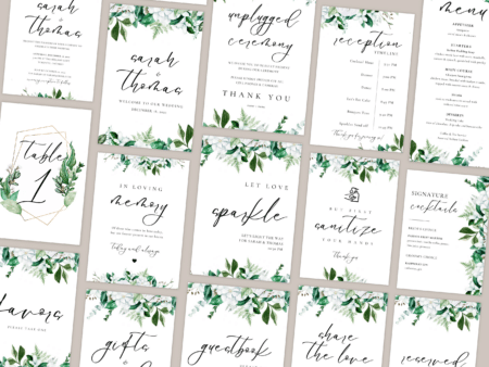 Lush Organic Green & White Wedding Stationery • Signs
