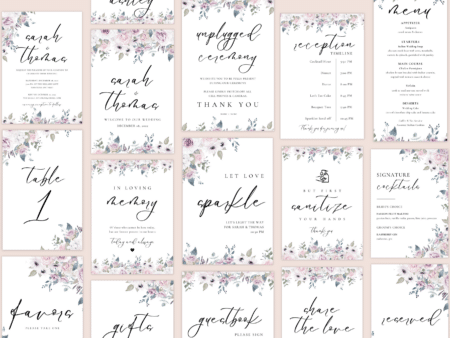 Lilac Lavender and Plum Wedding Stationery & Sign Templates