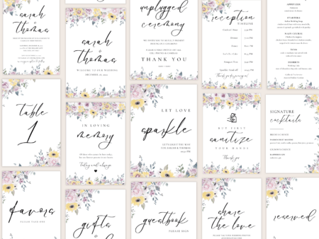French Yellow & Lavender Wedding Stationery • Signs