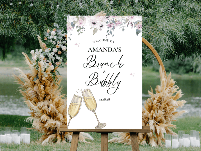 42 Brunch And Bubbly Welcome Sign Bridal Shower