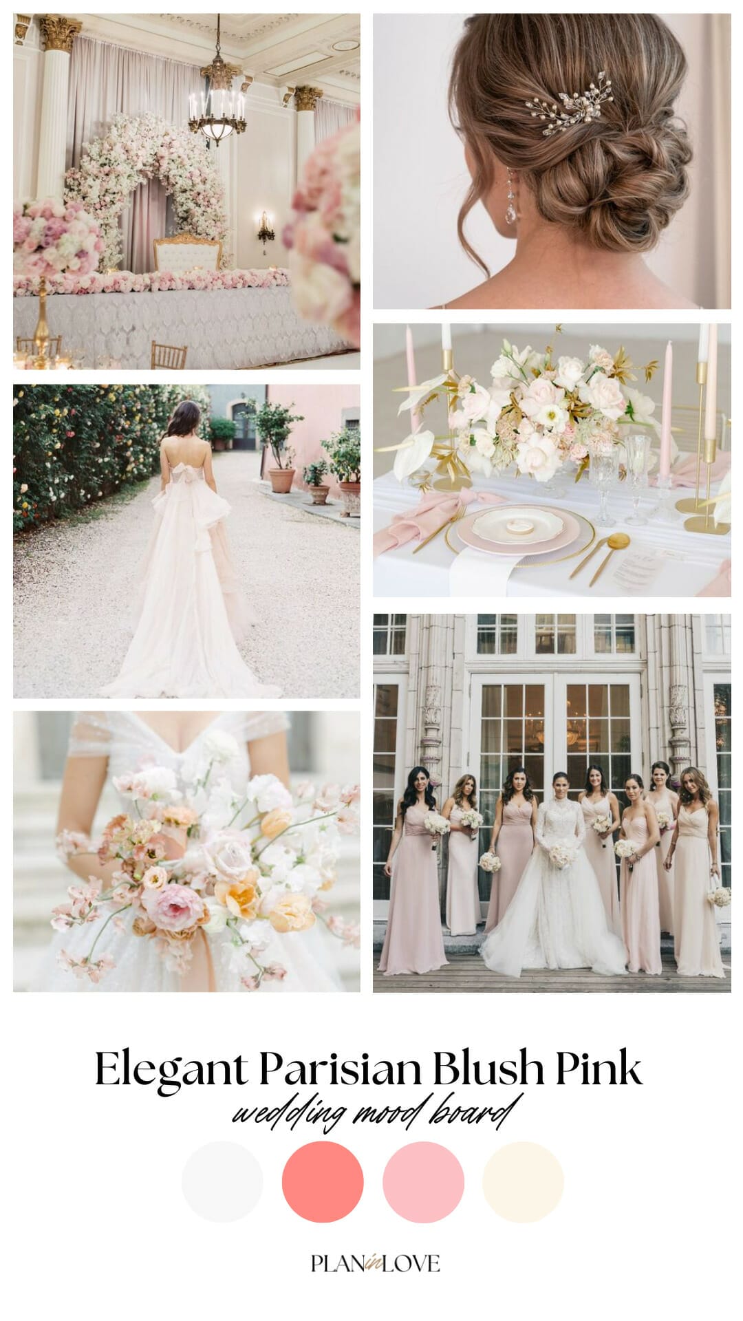 Elegant Parisian Blush Pink Wedding Mood Board Inspiration Color Palette Plan In Love