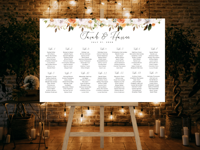Terracotta Boho Autumn Wedding Horizontal Seating Chart - Image 2