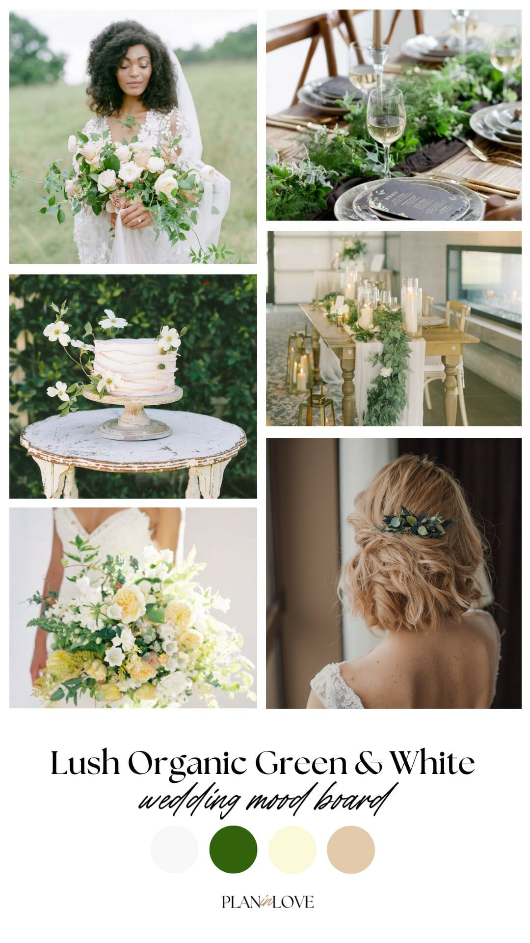 Lush Organic Green And White Wedding Mood Board Inspiration Color Palette Plan In Love