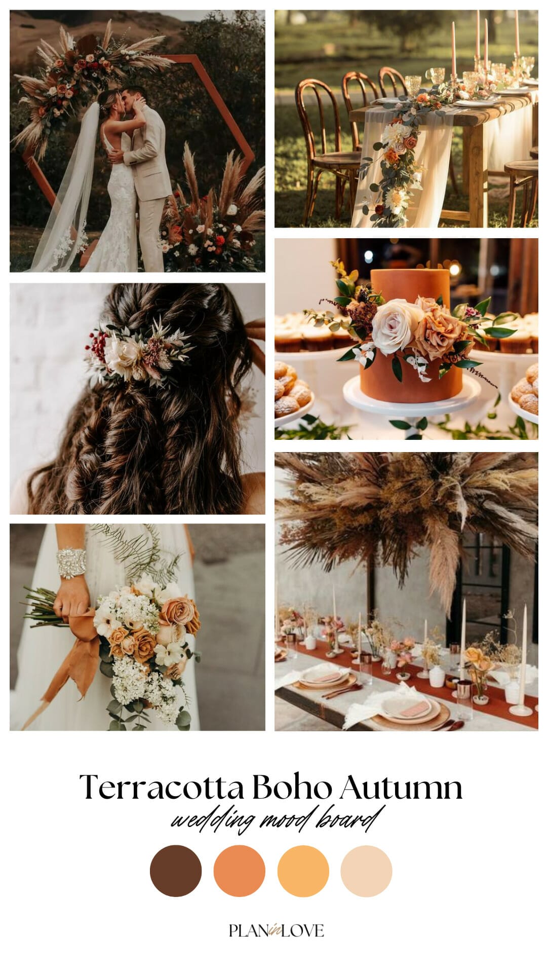 Terracotta Boho Autumn (Pop Romance) Wedding Mood Board Inspiration Color Palette Plan In Love
