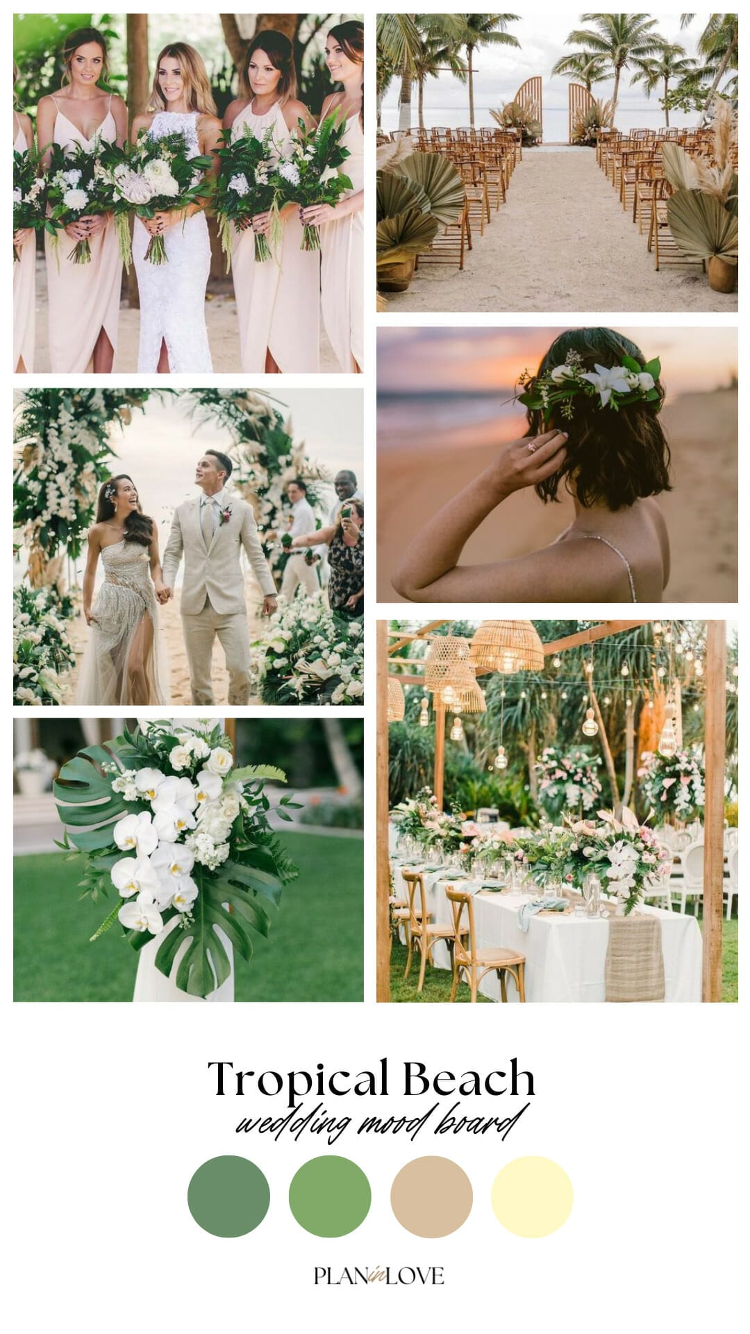 Tropical Beach Wedding Mood Board Inspiration Color Palette Plan In Love